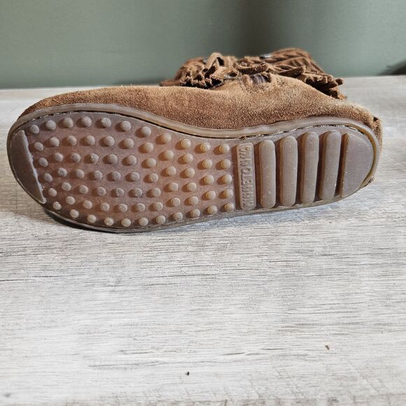 Minnetonka Womens 3 Brown Rust Suede Leather Fringe 3 Layer Tall Boots Moccasin - Picture 10 of 12